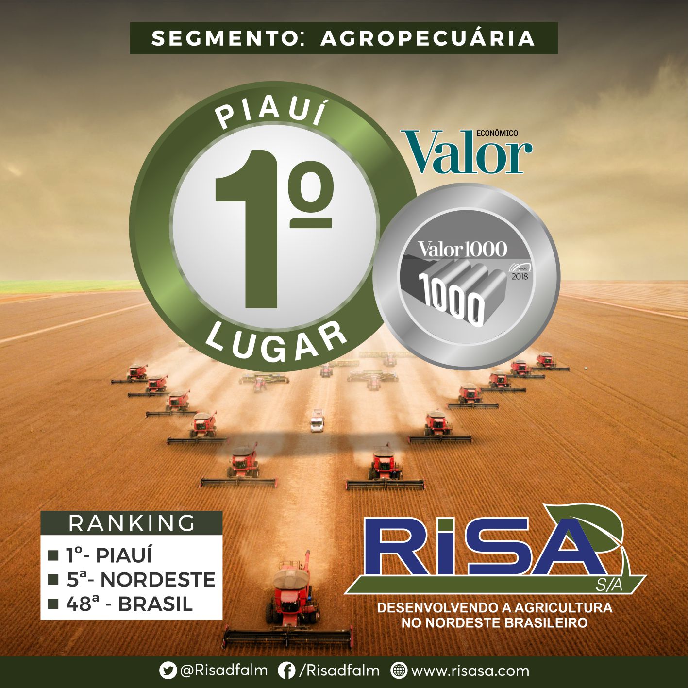 RISA S/A conquista o certificado Valor 1000 da revista Valor Econômico, prêmio realizado em parceria com a FGV e Serasa Experian.